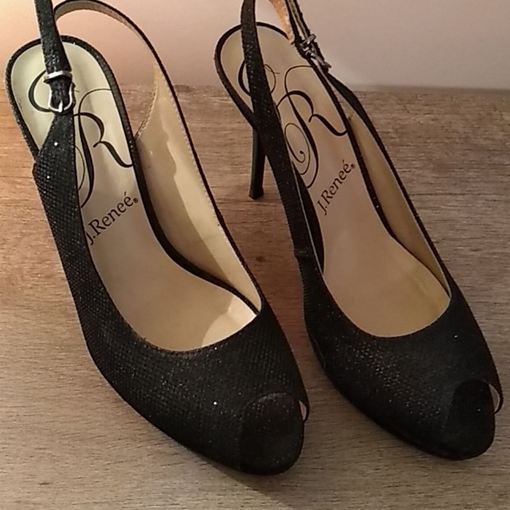 Sparkle peep-toe heels